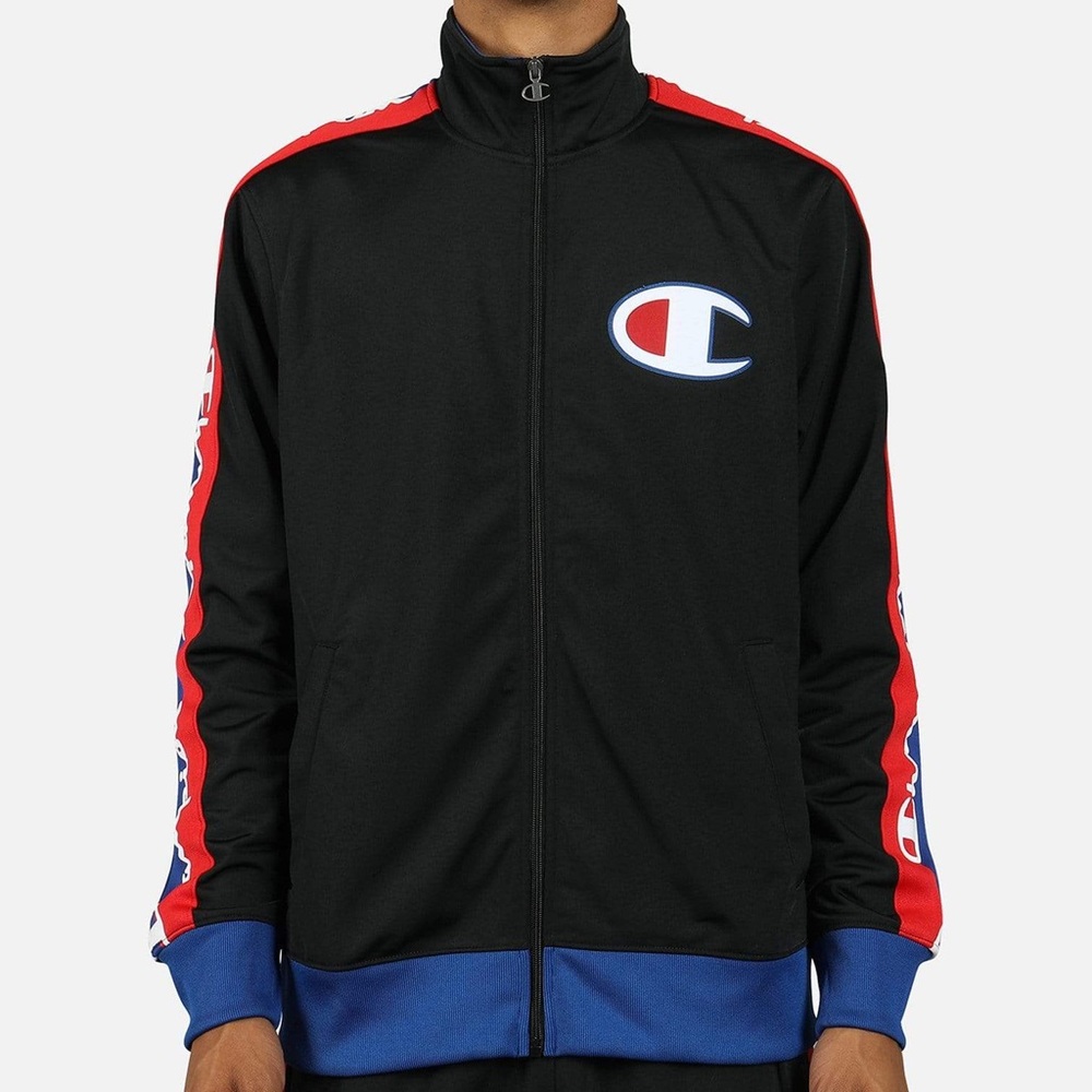 Champion Tricot Black Track Jacket Zip Sweatshirt